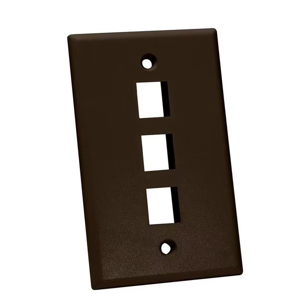 Keystone Wall Plate, Single-Gang - 3 Ports, Brown, Quest Technology International, Mfr#: NFP-1033